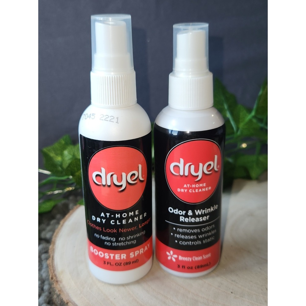 Dryel  At-Home Dry Cleaner + Odor & Wrinkle Releaser Breezy Clean Scent~ 3 Oz Ea